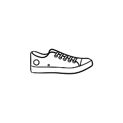 Image showing Sneaker hand drawn outline doodle icon.