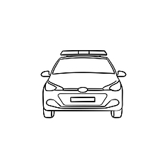 Image showing Police car with siren hand drawn outline doodle icon.