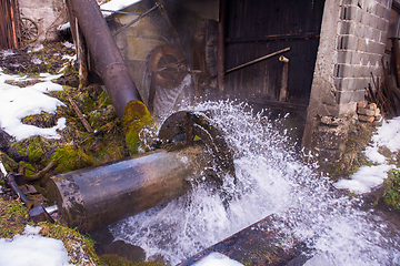 Image showing Rural landscape with old watermill in woods