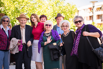 Image showing group portrait of senior people with geriatric nurse