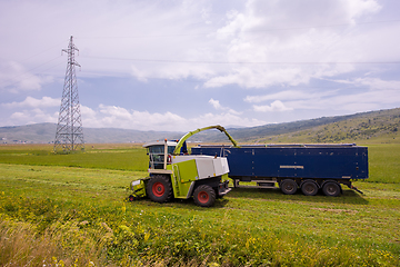 Image showing combine machine loading bunker of the truck