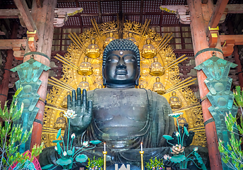 Image showing Vairocana buddha in Daibutsu-den Todai-ji temple, Nara, Japan