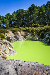 Image showing Green lake in Waiotapu, Rotorua, New Zealand