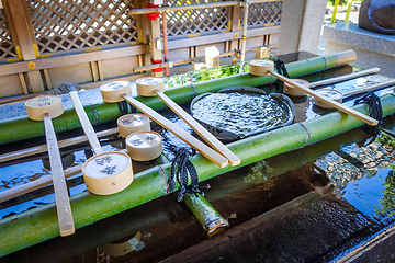 Image showing Purification fountain at a Shrine, Tokyo, Japan