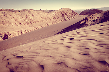 Image showing Sand dunes in Valle de la Luna, San Pedro de Atacama, Chile