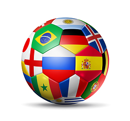 Image showing Russia 2018. Football soccer ball with team national flags on wh