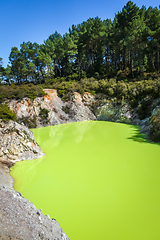 Image showing Green lake in Waiotapu, Rotorua, New Zealand