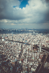 Image showing Tokyo city skyline aerial view, Japan