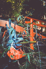 Image showing Fox purification fountain at Fushimi Inari Taisha, Kyoto, Japan