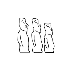 Image showing Easter island statues hand drawn outline doodle icon.