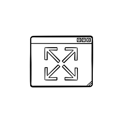 Image showing Browser window expansion hand drawn outline doodle icon.