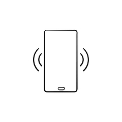 Image showing Smartphone vibrating hand drawn outline doodle icon.