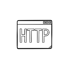 Image showing Browser window with http text hand drawn outline doodle icon.