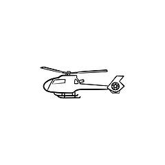 Image showing Helicopter hand drawn outline doodle icon.