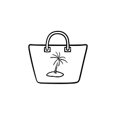 Image showing Beach bag hand drawn outline doodle icon.