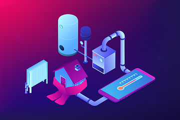 Image showing Heating system concept vector isometric illustration.