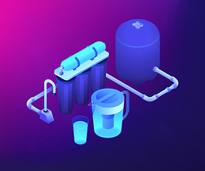 Image showing Water filtering system concept vector isometric illustration.