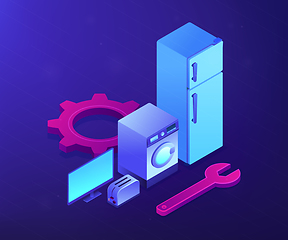 Image showing Repair of household appliances concept vector isometric illustration.