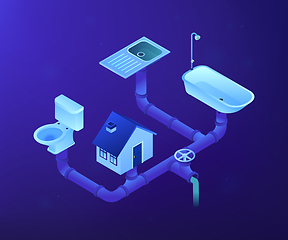 Image showing Sewerage system concept vector isometric illustration.