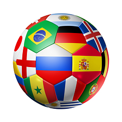 Image showing Russia 2018. Football soccer ball with team national flags on wh