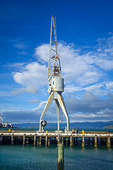 Image showing Crane in Wellington harbour docks, New Zealand