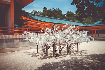 Image showing Omikuji tree at Heian Jingu Shrine temple, Kyoto, Japan