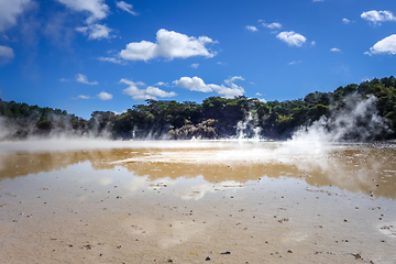 Image showing Steaming lake in Waiotapu, Rotorua, New Zealand