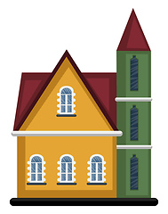 Image showing Cartoon orange building with red roof vector illustartion on whi