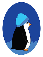 Image showing Cartoon picture of a cute penguin isolated on the white backgrou