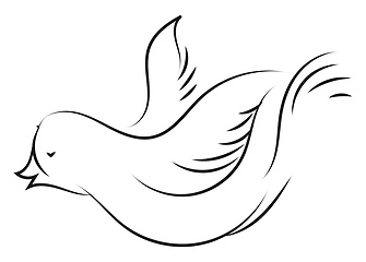 Image showing Sketch of white dove illustration color vector on white backgrou
