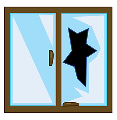 Image showing Clipart of a house\'s broken glass window vector color drawing or