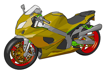 Image showing 3D vector illustration on white background of a colorful  motorc