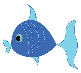 Image showing A small little blue fish is swimming under the water vector colo