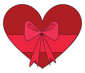 Image showing Red heart-shaped present box  with pink bow vector illustration 