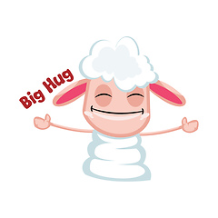Image showing Cute sheep with spreaded hands for a hug vector illustration on 