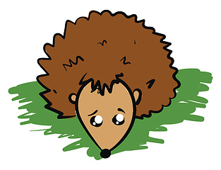 Image showing Emoji of a sad brown-colored hedgehog vector or color illustrati