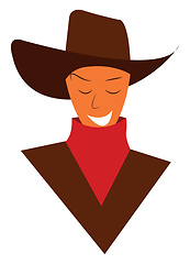 Image showing A happy cowboy dressed in traditional hat and red neckerchief ve