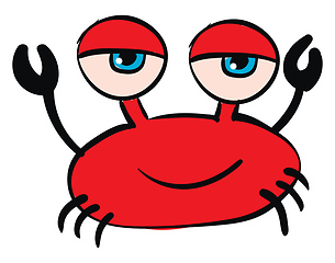 Image showing Red crab with blue eyes vector illustration on white background.