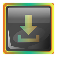 Image showing Download grey square vector icon illustration with yellow and gr