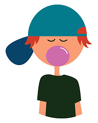 Image showing Clipart of a boy blowing a bubble gum vector or color illustrati