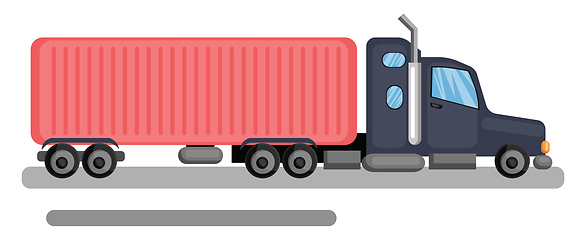 Image showing Long blue and pink lory truck vector illustration on white backg