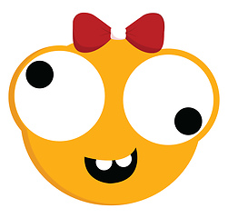 Image showing Face of a yellow monster with a bow print vector on white backgr