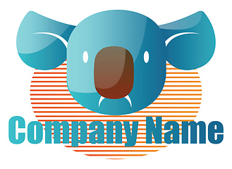 Image showing Blue koala on orange straped elipse vector logo design on a whit