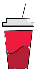 Image showing Juice in a disposable plastic red party cup with lid and straw v