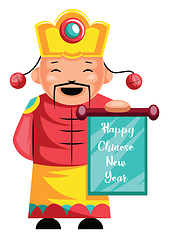 Image showing Chinese man holding a banner vector illustration