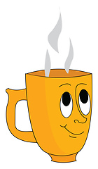 Image showing Yellow cup with face and steam coming out from it illustration p