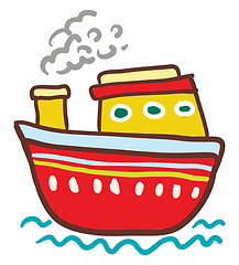 Image showing Red and yellow colorful boat vector or color illustration