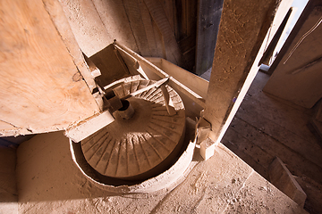 Image showing interior of retro wooden watermill