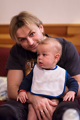 Image showing Portrait of young father and his cute baby son