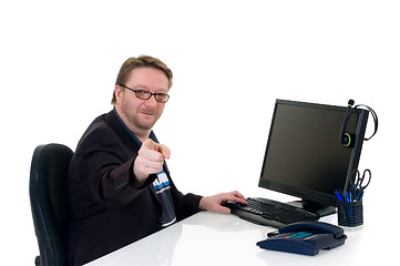 Image showing Businessman on desk 